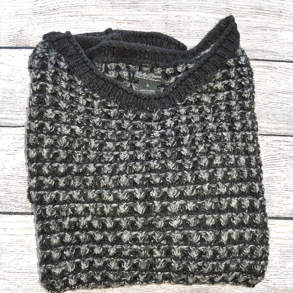 Lucky Brand Open Weave Black and Gray Sweater SM - Picture 6 of 12